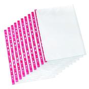 Q-CONNECT DELUX PUNCHED POCKET SIDE OPENING RED STRIP A4 (PACK OF 25 POCKETS) KF01123