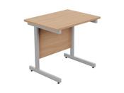 ASHFORD METAL LEG 800MM X 600MM STRAIGHT DESK - SILVER LEG / BEECH TOP image