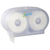 2WORK MICRO TWIN TOILET ROLL DISPENSER WHITE 2W06438 image