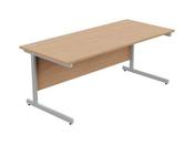 ASHFORD METAL LEG 1800MM X 800MM STRAIGHT DESK - SILVER LEG / BEECH TOP image