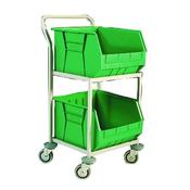 GREEN MOBILE STORAGE TROLLEY C/W 2 BINS 321291