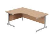 ASHFORD METAL LEG 1800/800 X 1200/600MM LEFT HAND CRESCENT DESK- SILVER LEG / BEECH TOP image