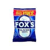FOXS GLACIER MINTS 195G (NO ARTIFICAL COLOURS OR FLAVOURS) (PACK OF 12 BAGS) 0401004