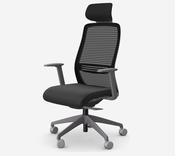 NV CHAIR ADJUSTABLE ARMS, MESH BACK, GREY BASE, BLACK FABRIC SEAT PLUS HEADREST image