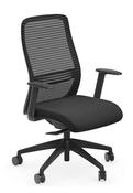 NV OPERATORS CHAIR FIXED ARMS, MESH BACK, BLACK BASE, BLACK FABRIC SEAT PLUS HEADREST image