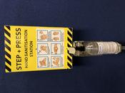 STURDY METAL SANITISER DISPENSER STAND INCLUDING ONE LITRE BOTTLE OF SANITISER (PACK OF 1)