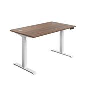 ECONOMY SIT STAND ELECTRONIC DESK 1200MM X 800MM DARK WALNUT TOP AND WHITE FRAME image