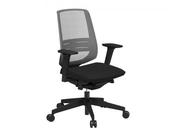 LIGHTUP MODERN DESIGN MESH OPERATORS CHAIR WITH LUMBAR SUPPORT &amp; ADJUSTABLE ARMS BLACK FABRIC SEAT image