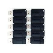 VERBATIM PINSTRIPE USB DRIVE 16GB PUSH/PULL BLACK (PACK OF 10) 49046 image