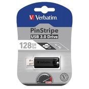 VERBATIM PINSTRIPE USB 3.0 FLASH DRIVE 128GB BLACK 49319 image