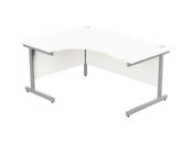 ASHFORD METAL LEG 1600/800 X 1200/600MM LEFT HAND CRESCENT DESK - SILVER LEG / WHITE TOP image
