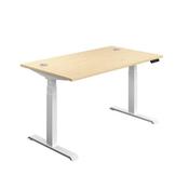 ECONOMY SIT STAND ELECTRONIC DESK 1200MM X 800MM MAPLE TOP AND WHITE FRAME image