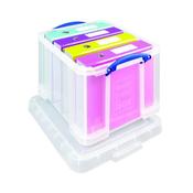 REALLY USEFUL 35L PLASTIC STORAGE BOX WITH LID W480XD390XH310MM CLEAR 35C image