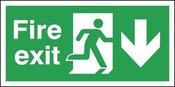 SAFETY SIGN FIRE EXIT RUNNING MAN ARROW DOWN 150X450MM PVC FX04211R  (PACK OF 1) image