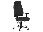 POSITURA SWIVEL OPERATORS CHAIR 3 LEVER CHROME BASE STEP PU SLIDING ARM - EVERT BLACK E001 image
