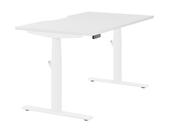 LEAP ELECTRONIC HEIGHT ADJUSTABLE SINGLE DESK WITH SCALLOPED BACK, 1400MM X 800MM - WHITE TOP AND WHITE FRAME image