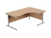 ASHFORD METAL LEG 1800/800 X 1200/600MM RIGHT HAND CRESCENT DESK- SILVER LEG / BEECH TOP image
