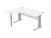 KOMO CRESCENT DESK 1600 X 1200MM LEFT HAND - SILVER LEG / WHITE TOP image