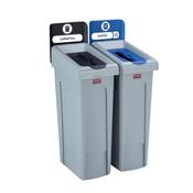 RUBBERMAID SLIM JIM 2 STREAM RECYCLING STATION BLACK/BLUE 2057605 image