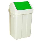 PLASTIC SWING TOP BIN 50 LITRE WHITE WITH GREEN LID 330351 image