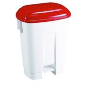 DERBY PLASTIC PEDAL BIN 60 LITRE WHITE/RED (DIMENSIONS: W500 X D360 X H680MM) 348012 image
