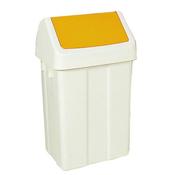 PLASTIC SWING TOP BIN 50 LITRE WHITE WITH YELLOW LID 330353 image
