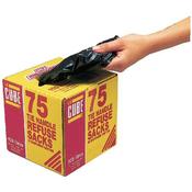 LE CUBE TIE HANDLE REFUSE SACKS WITH DISPENSER 100 LITRE BLACK (PACK OF 75) 0481 image