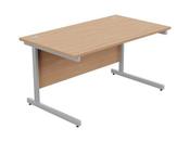 ASHFORD METAL LEG 1400MM X 800MM STRAIGHT DESK - SILVER LEG / BEECH TOP image