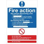 SAFETY SIGN FIRE ACTION WORDS A4 SELF ADHESIVE FR03550S  (PACK OF 1) image