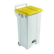 GREY 90 LITRE PLASTIC PEDAL BIN WITH YELLOW LID 357002 image