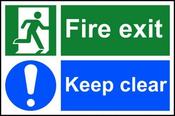 SPECTRUM INDUSTRIAL FIRE EXIT KEEP CLEAR S/A PVC SIGN 300X200MM 1540  (PACK OF 1) image