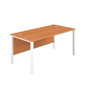 1400X800 GOAL POST RECTANGULAR DESK BEECH-WHITE image