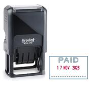 TRODAT PRINTY 4750/L2 STAMP SELF-INKING WORD AND DATE STAMP - PAID BLUE DATE RED/BLUE REF 141010