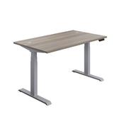 ECONOMY SIT STAND ELECTRONIC DESK 1200MM X 800MM GREY OAK TOP AND SILVER FRAME image