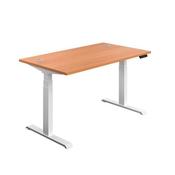 ECONOMY SIT STAND ELECTRONIC DESK 1200MM X 800MM BEECH TOP AND WHITE FRAME image