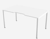C-SENSE SINGLE PERSON BENCH DESK WHITE OPEN LEG FRAME &amp; WHITE SCALLOP TOP-1400 X 800MM image