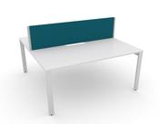C-SENSE  2 PERSON BACK TO BACK BENCH DESK WHITE OPEN LEG FRAME &amp; WHITE SCALLOP TOP-1200 X 800MM image