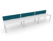 C-SENSE 3 PERSON SINGLE ROW BENCH DESK WHITE OPEN LEG FRAME &amp; WHITE SCALLOP TOP-1200 X 800MM image