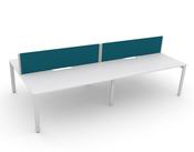 C-SENSE  4 PERSON BACK TO BACK BENCH DESK WHITE OPEN LEG FRAME &amp; WHITE SCALLOP TOP-1200 X 800MM image