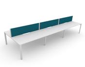 C-SENSE  6 PERSON BACK TO BACK BENCH DESK WHITE OPEN LEG FRAME &amp; WHITE SCALLOP TOP-1200 X 800MM image