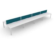 C-SENSE  8 PERSON BACK TO BACK BENCH DESK WHITE OPEN LEG FRAME &amp; WHITE SCALLOP TOP-1400 X 800MM image