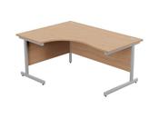 ASHFORD METAL LEG 1600/800 X 1200/600MM LEFT HAND CRESCENT DESK- SILVER LEG / BEECH TOP image