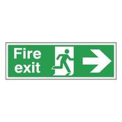 SAFETY SIGN FIRE EXIT RUNNING MAN ARROW RIGHT 150X450MM SELF-ADHESIVE E99A/S  (PACK OF 1) image