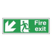 SAFETY SIGN FIRE EXIT RUNNING MAN ARROW DOWN/LEFT 150X450MM SELF-ADHESIVE E97SS  (PACK OF 1) image