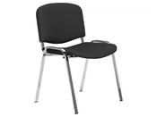 O.I SERIES MULTI-PURPOSE STACKABLE MEETING CHAIR WITH CHROME FRAME AND BLACK FABRIC SEAT AND BACK image