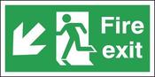 SAFETY SIGN FIRE EXIT RUNNING MAN ARROW DOWN/LEFT 150X450MM PVC FX04011R  (PACK OF 1) image