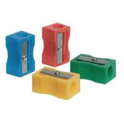 Q-CONNECT PLASTIC PENCIL SHARPENER SINGLE HOLE ASSORTED (PACK OF 10) KF76992