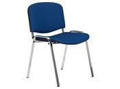 O.I SERIES MULTI-PURPOSE STACKABLE MEETING CHAIR WITH A CHROME FRAME AND BLUE FABRIC SEAT AND BACK image