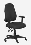 O.A SERIES HIGH BACK SWIVEL OPERATORS CHAIR NYLON BASE STEP ARMS  - BLACK VINYL image