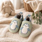 Penguin Leather Shoes- (6-12 months)- Pink or Blue image